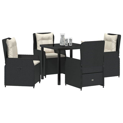 Tuin eettafelset 5 pcs Zwart poly rattan