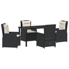 Tuin eettafelset 5 pcs Zwart poly rattan