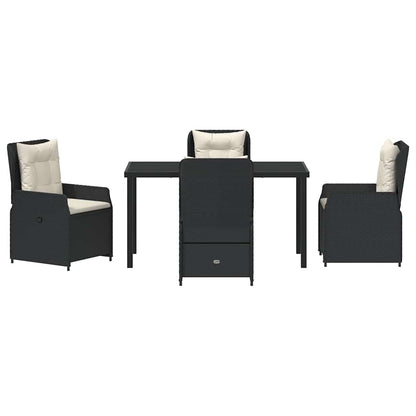 Tuin eettafelset 5 pcs Zwart poly rattan