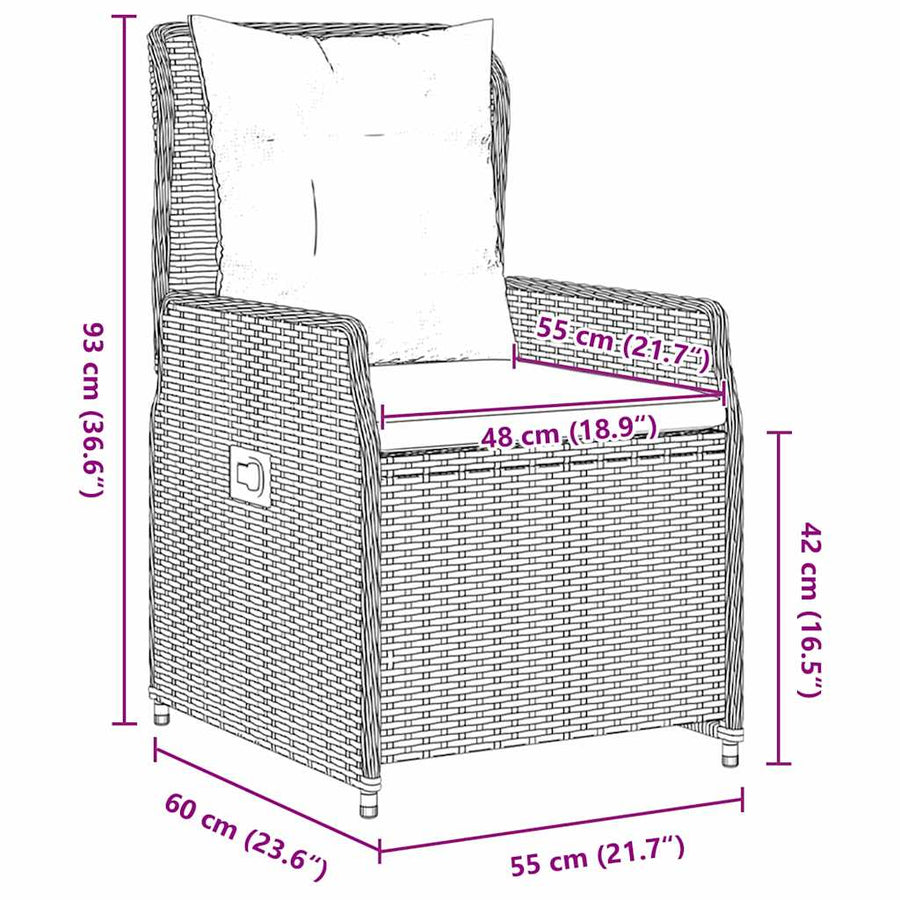 Tuin eettafelset 5 pcs Zwart poly rattan