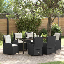Tuin eettafelset 7 pcs Zwart poly rattan