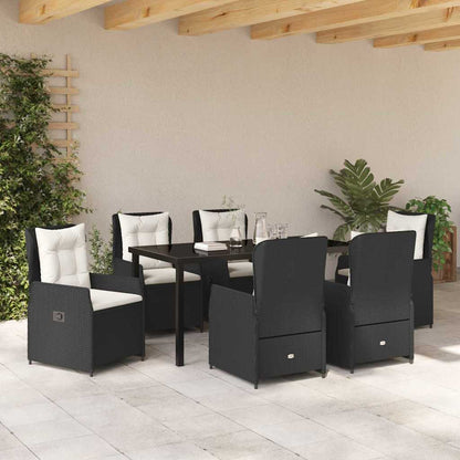 Tuin eettafelset 7 pcs Zwart poly rattan