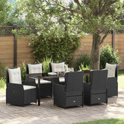 Eettafelset poly rattan 7-delig zwart