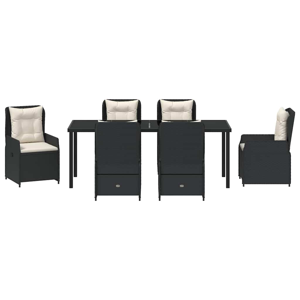 Tuin Eetset 7 pcs Zwart poly rattan
