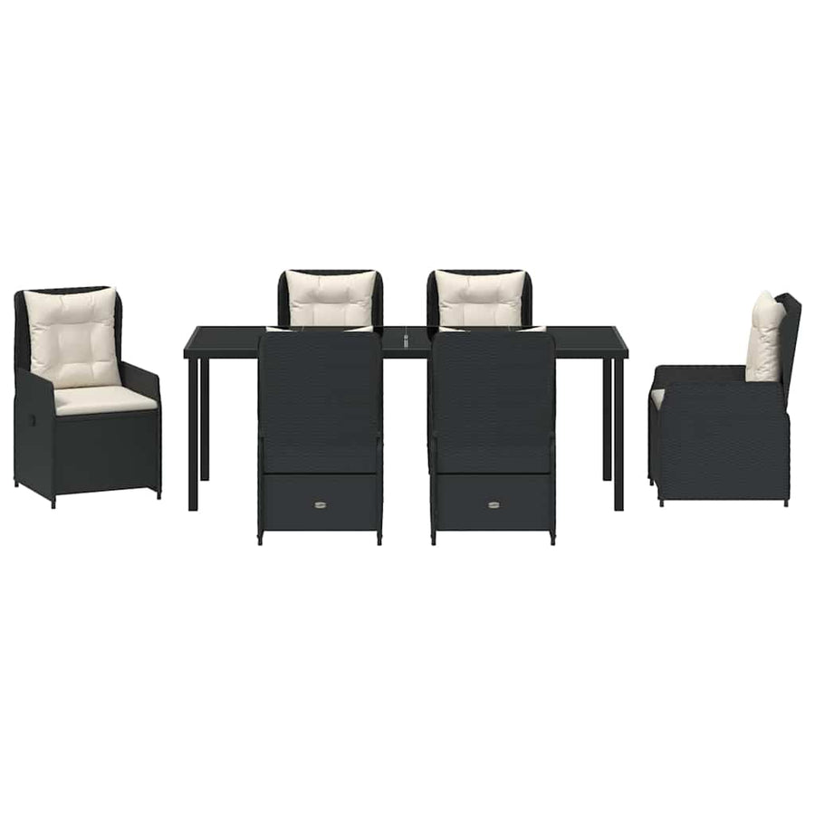 Tuin Eetset 7 pcs Zwart poly rattan