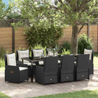 Garden dining set 9 pcs Black poly rattan