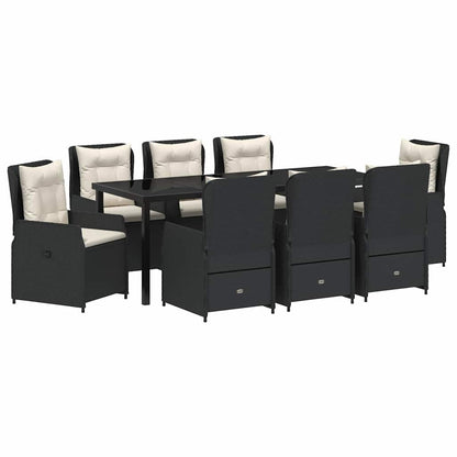 Tuin Eetset 9 pcs Zwart poly rattan