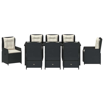 Tuin Eetset 9 pcs Zwart poly rattan