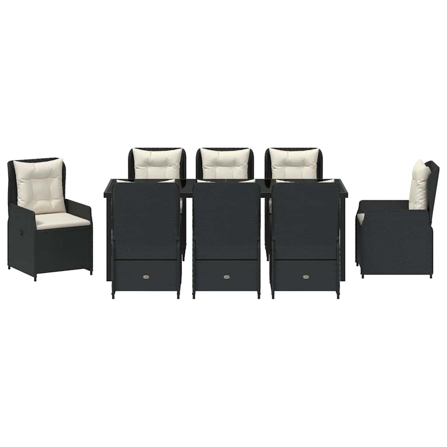 Tuin Eetset 9 pcs Zwart poly rattan