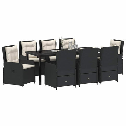 Tuin Eetset 9 pcs Zwart poly rattan