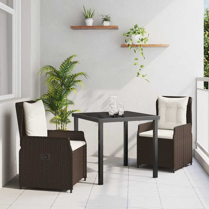 Tuin eettafelset 3 pcs Bruin poly rattan