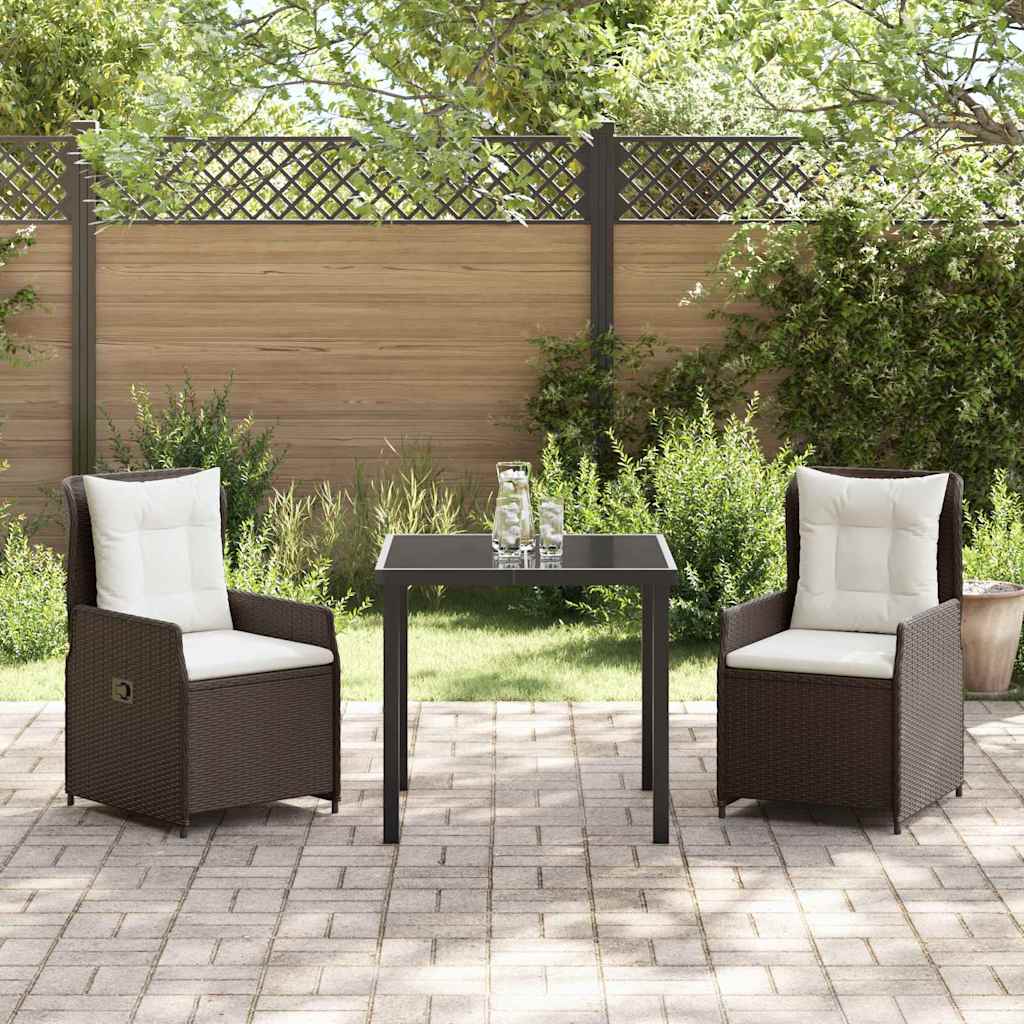 Tuin eettafelset 3 pcs Bruin poly rattan