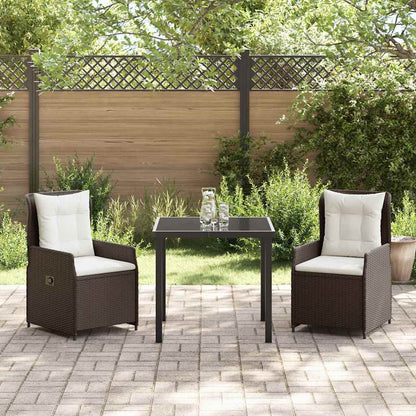 Tuin eettafelset 3 pcs Bruin poly rattan