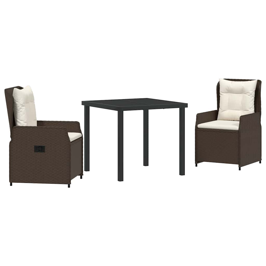 Tuin eettafelset 3 pcs Bruin poly rattan