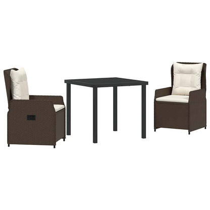Tuin eettafelset 3 pcs Bruin poly rattan