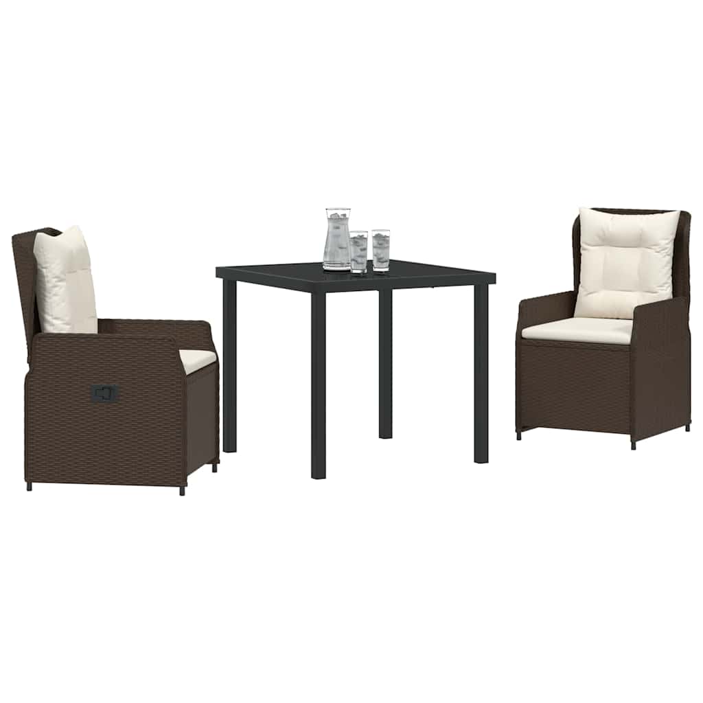 Tuin eettafelset 3 pcs Bruin poly rattan