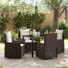Tuin eettafelset 5-delig poly rattan bruin