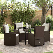 Tuin eettafelset 5-delig poly rattan bruin