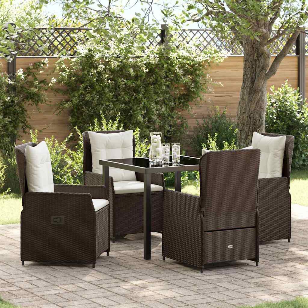 Tuin eettafelset 5 pcs Bruin poly rattan