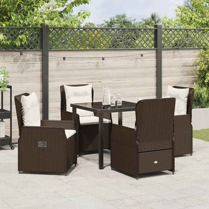 Tuin eettafelset 5 pcs Bruin poly rattan