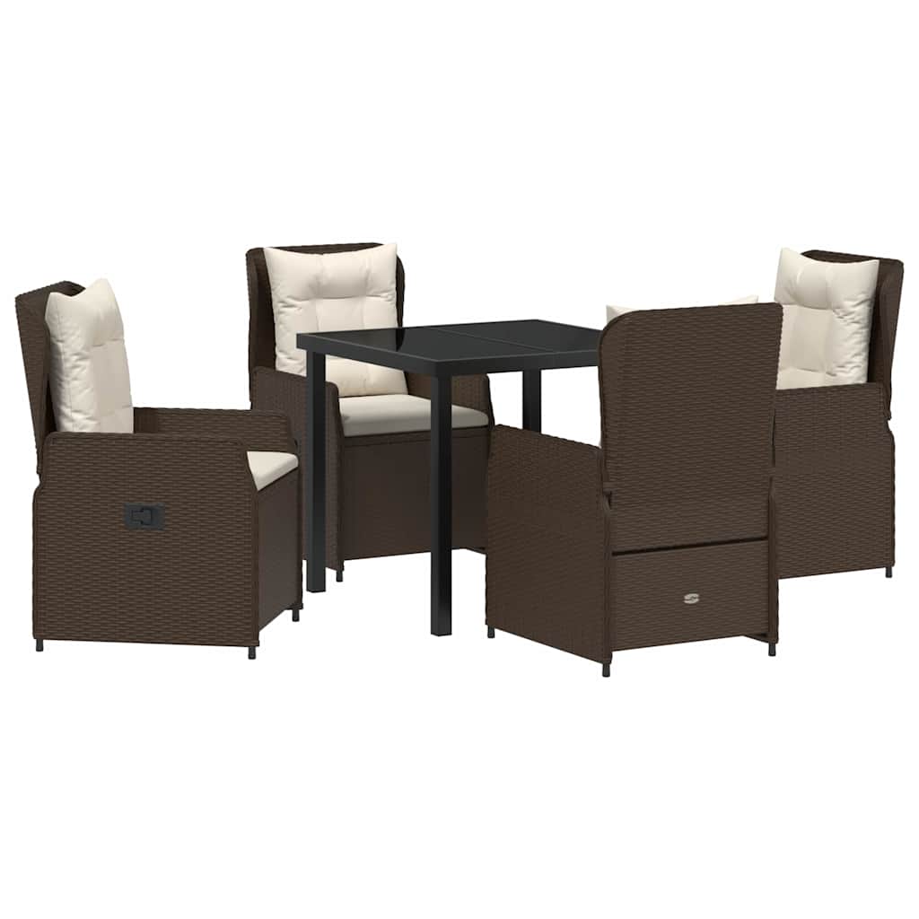 Tuin eettafelset 5 pcs Bruin poly rattan