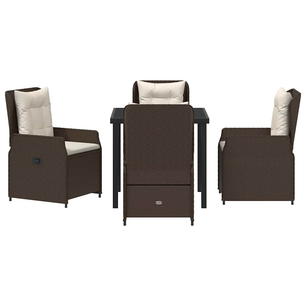 Tuin eettafelset 5 pcs Bruin poly rattan