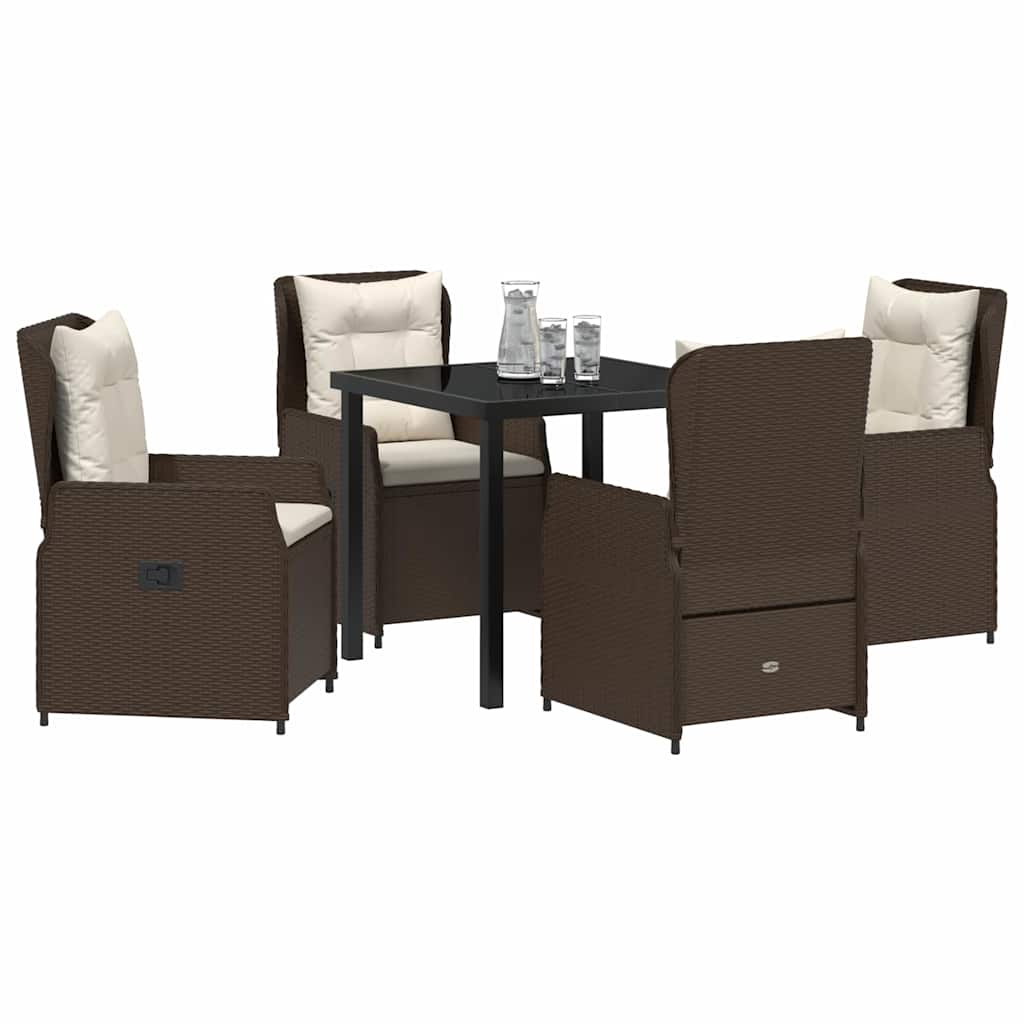 Tuin eettafelset 5 pcs Bruin poly rattan