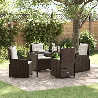 Tuin eettafelset 5 pcs Bruin poly rattan