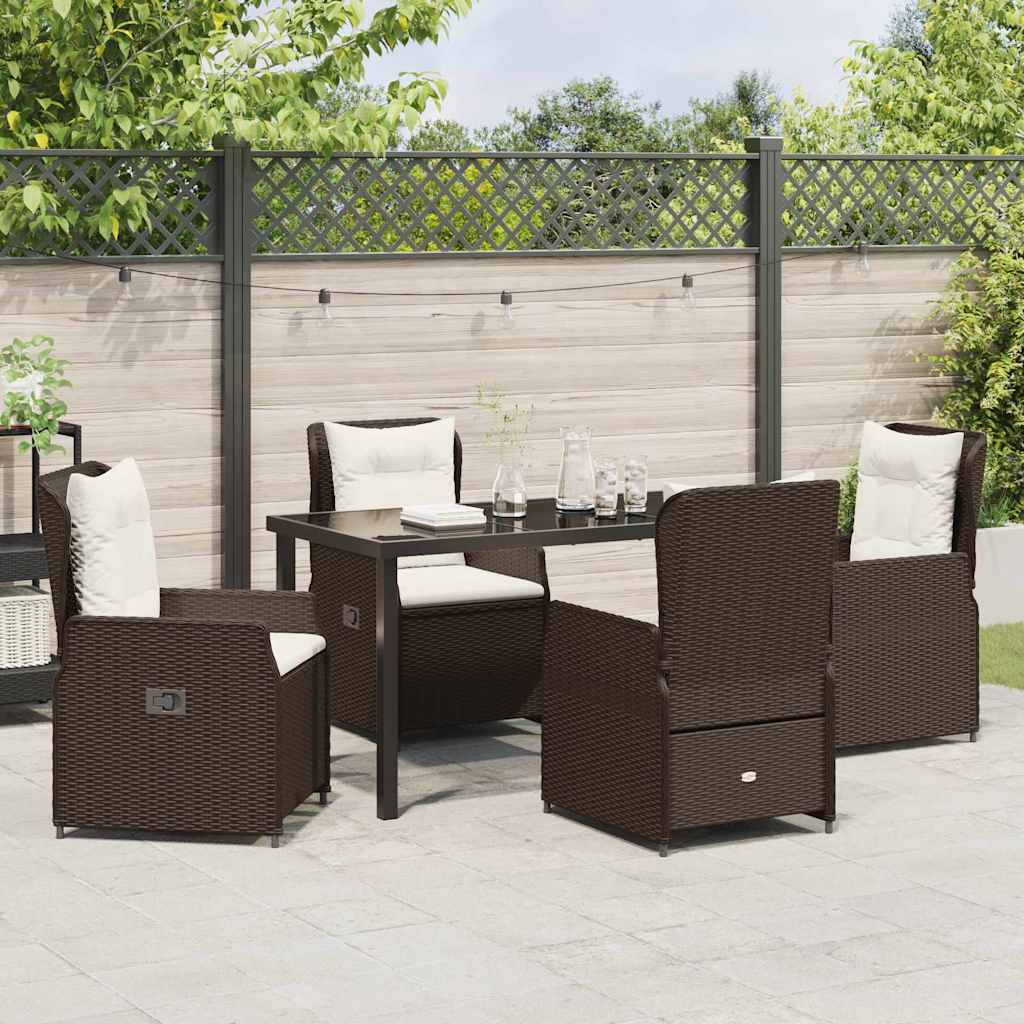Tuin eettafelset 5 pcs Bruin poly rattan
