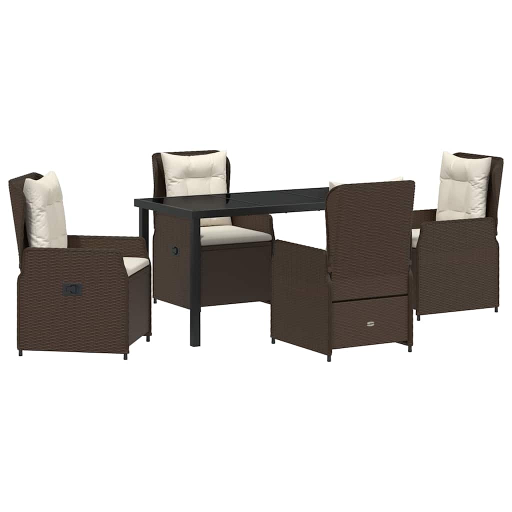 Tuin eettafelset 5 pcs Bruin poly rattan