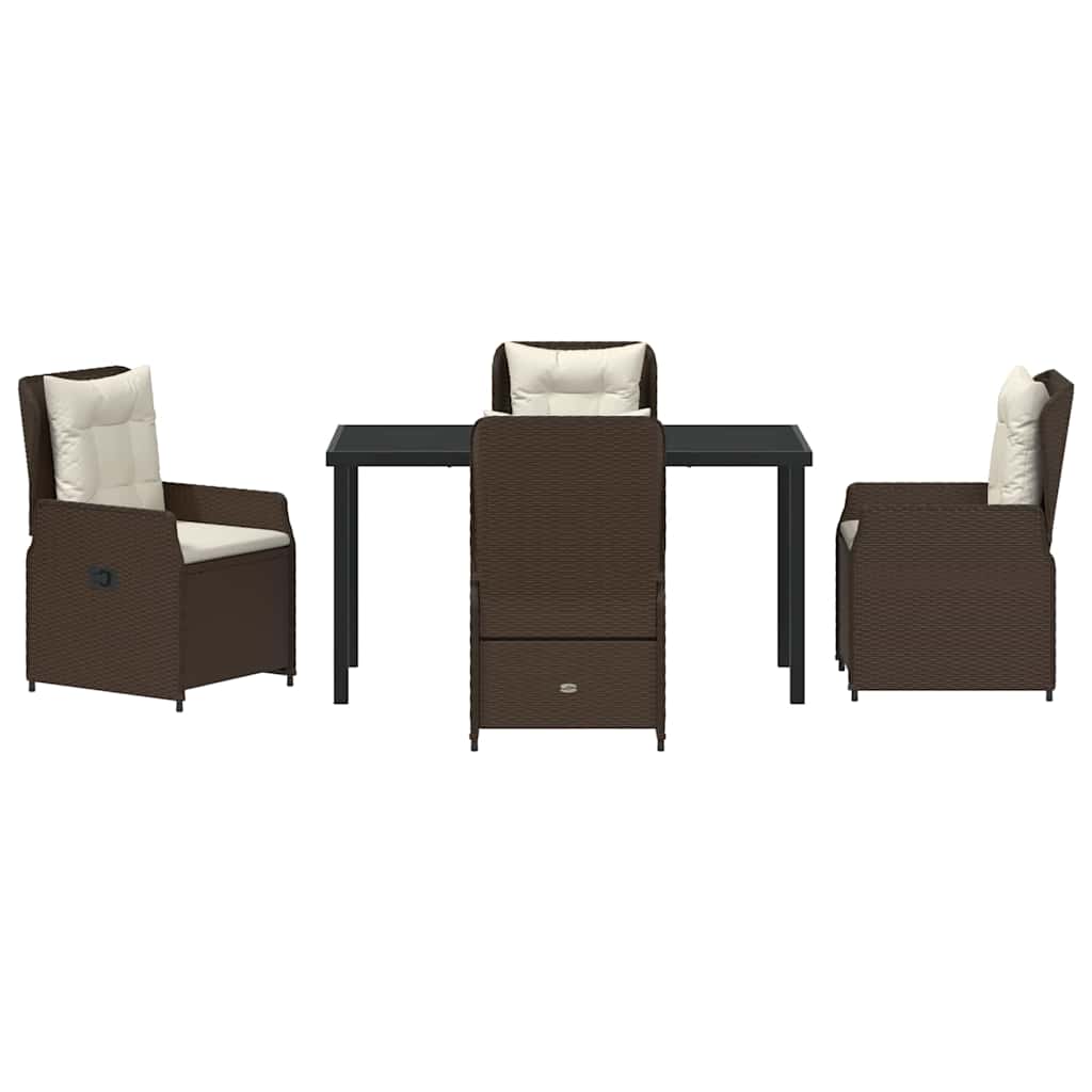 Tuin eettafelset 5 pcs Bruin poly rattan