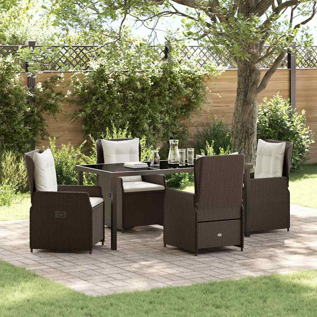 Tuin eettafelset 5 pcs Bruin poly rattan
