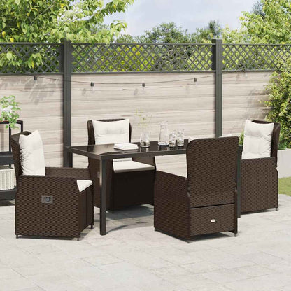 Tuin eettafelset 5 pcs Bruin poly rattan
