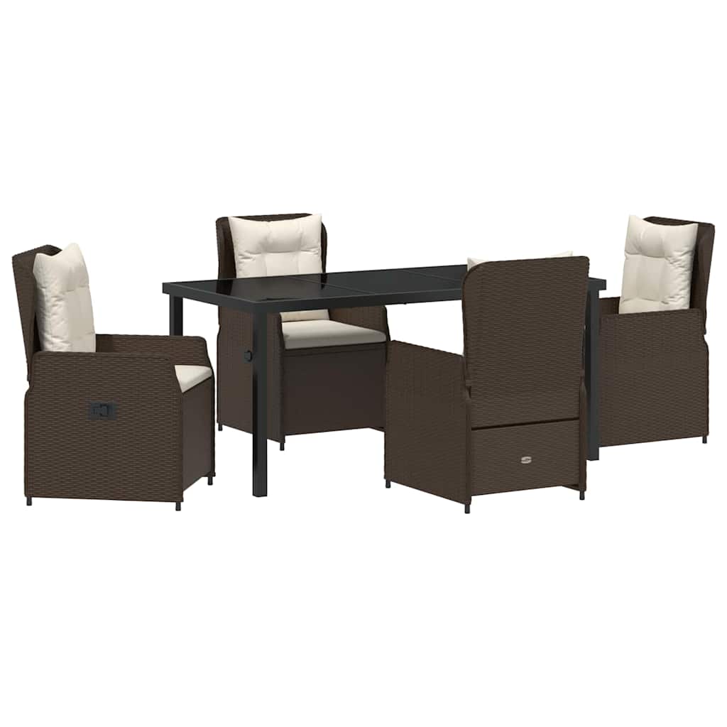 Tuin eettafelset 5 pcs Bruin poly rattan