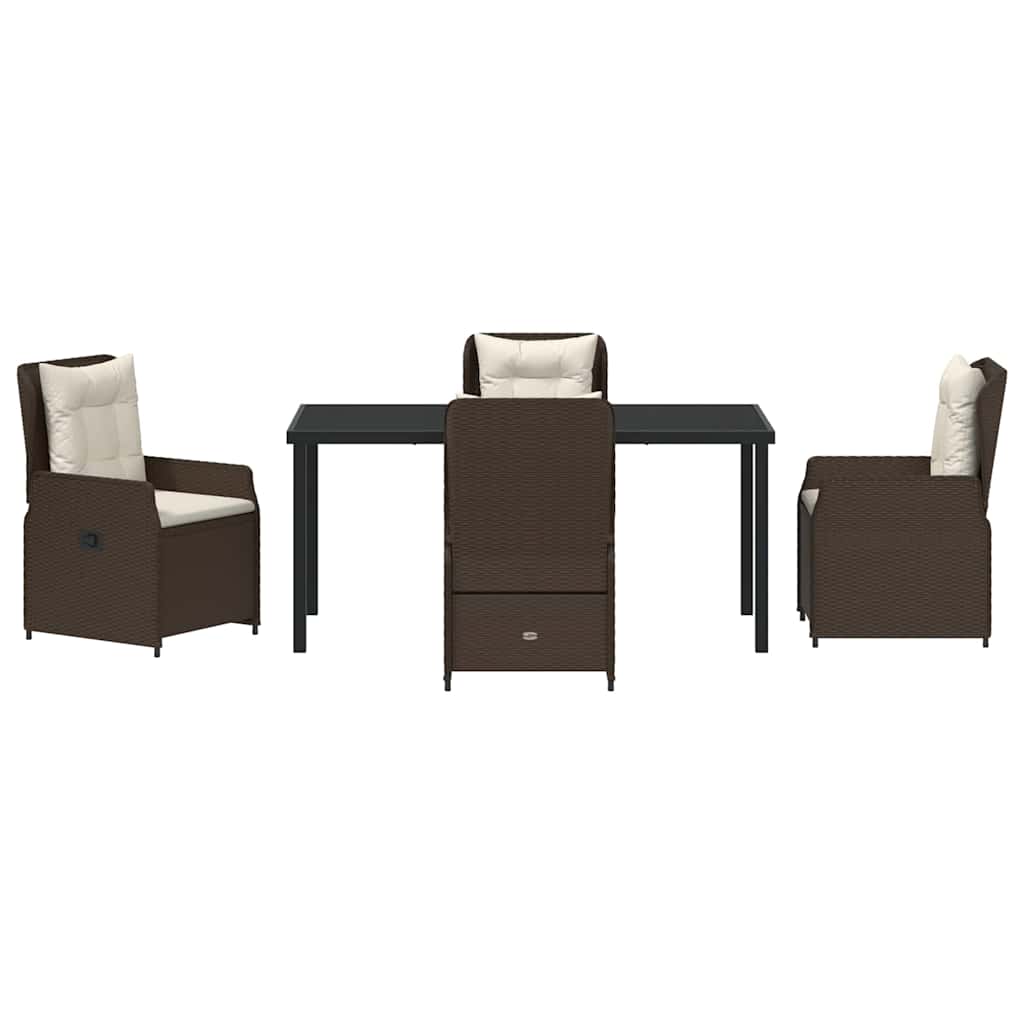 Tuin eettafelset 5 pcs Bruin poly rattan