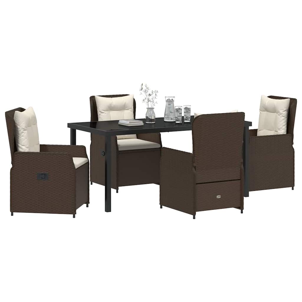 Tuin eettafelset 5 pcs Bruin poly rattan