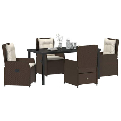 Tuin eettafelset 5 pcs Bruin poly rattan