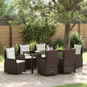 Tuin eettafelset 7-delig poly rattan bruin