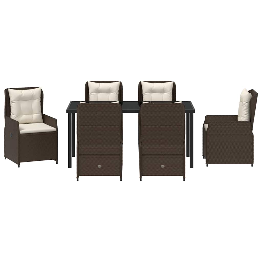 Tuin eettafelset 7 pcs Bruin poly rattan