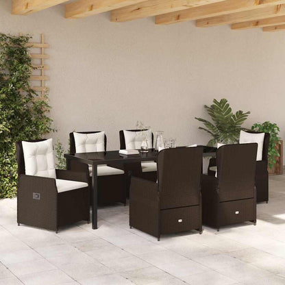 Tuin eettafelset 7 pcs Bruin poly rattan