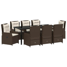Tuin eettafelset 9 pcs Bruin poly rattan