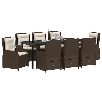 Tuin eettafelset 9 pcs Bruin poly rattan