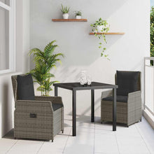 Tuin eettafelset 3 pcs Grijs poly rattan