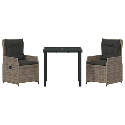 Tuin eettafelset 3 pcs Grijs poly rattan