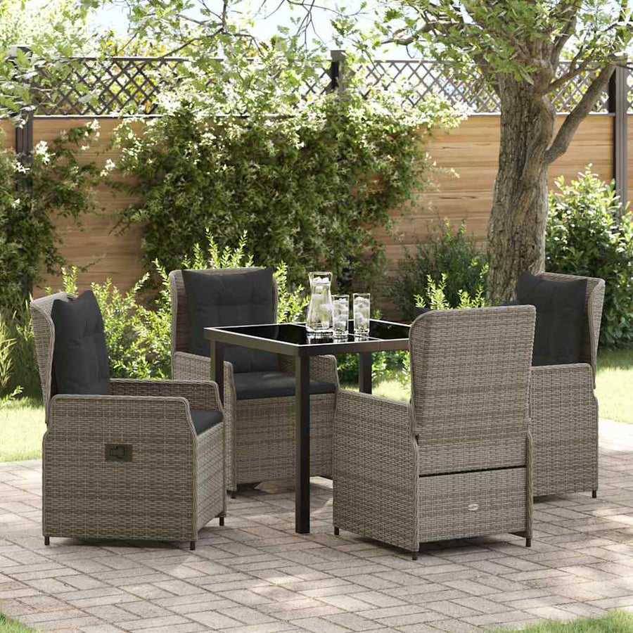 Tuin Eetset 5 pcs Grijs poly rattan