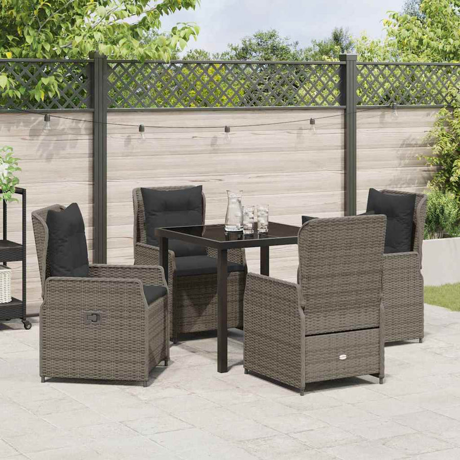 Tuin Eetset 5 pcs Grijs poly rattan