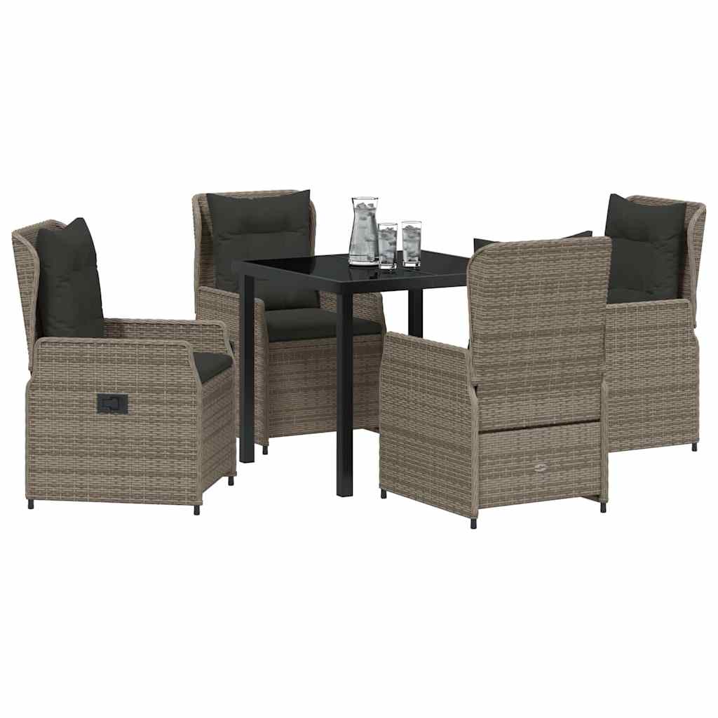 Tuin Eetset 5 pcs Grijs poly rattan