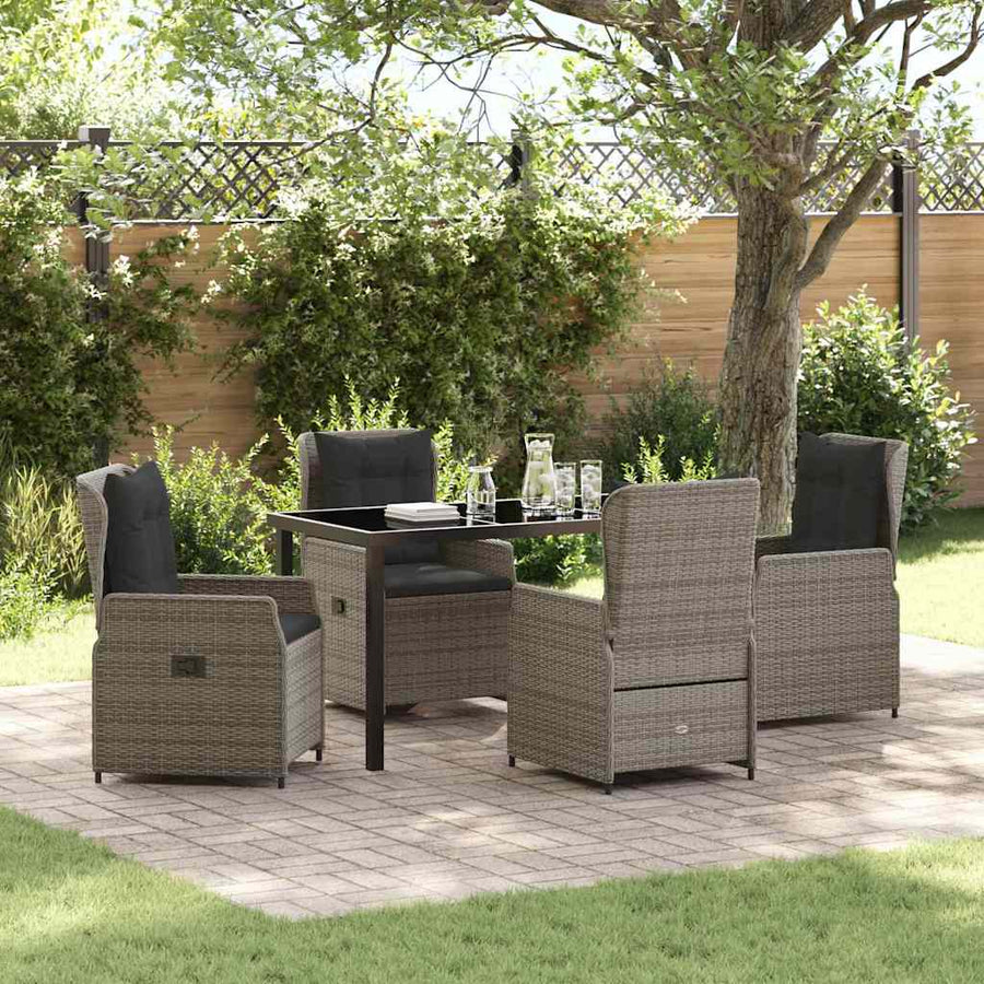 Tuin Eetset 5 pcs Grijs poly rattan