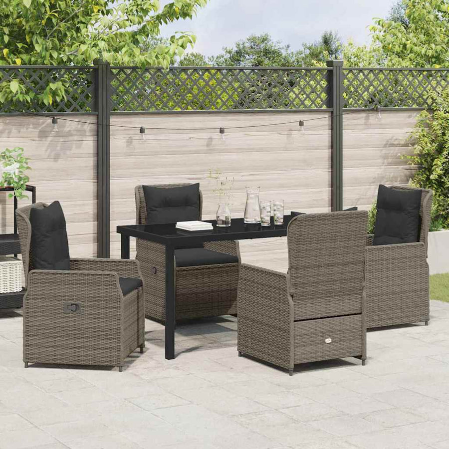 Tuin Eetset 5 pcs Grijs poly rattan