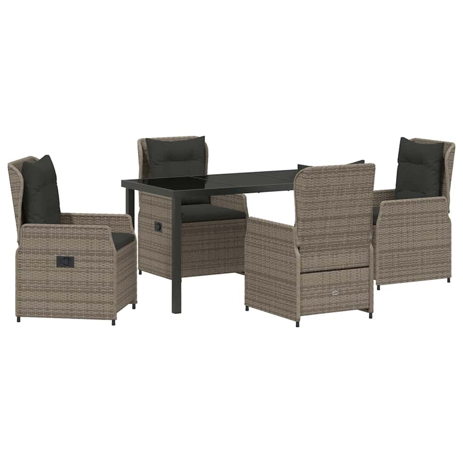 Tuin Eetset 5 pcs Grijs poly rattan